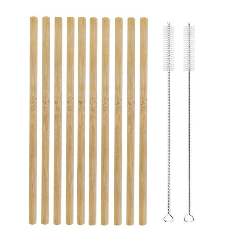 Natural Bamboo Straw Reusable with Cleaning Brush Eco-friendly Bamboo Cocktail Straws - Culinarywellbeing