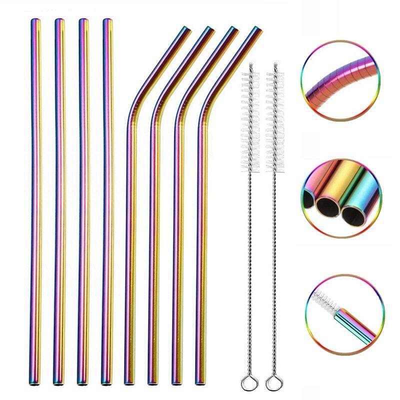 Metal drinking straws With Cleaner Brush 304 Stainless Steel