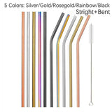 Metal drinking straws With Cleaner Brush 304 Stainless Steel