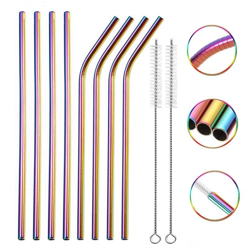 Metal drinking straws With Cleaner Brush 304 Stainless Steel