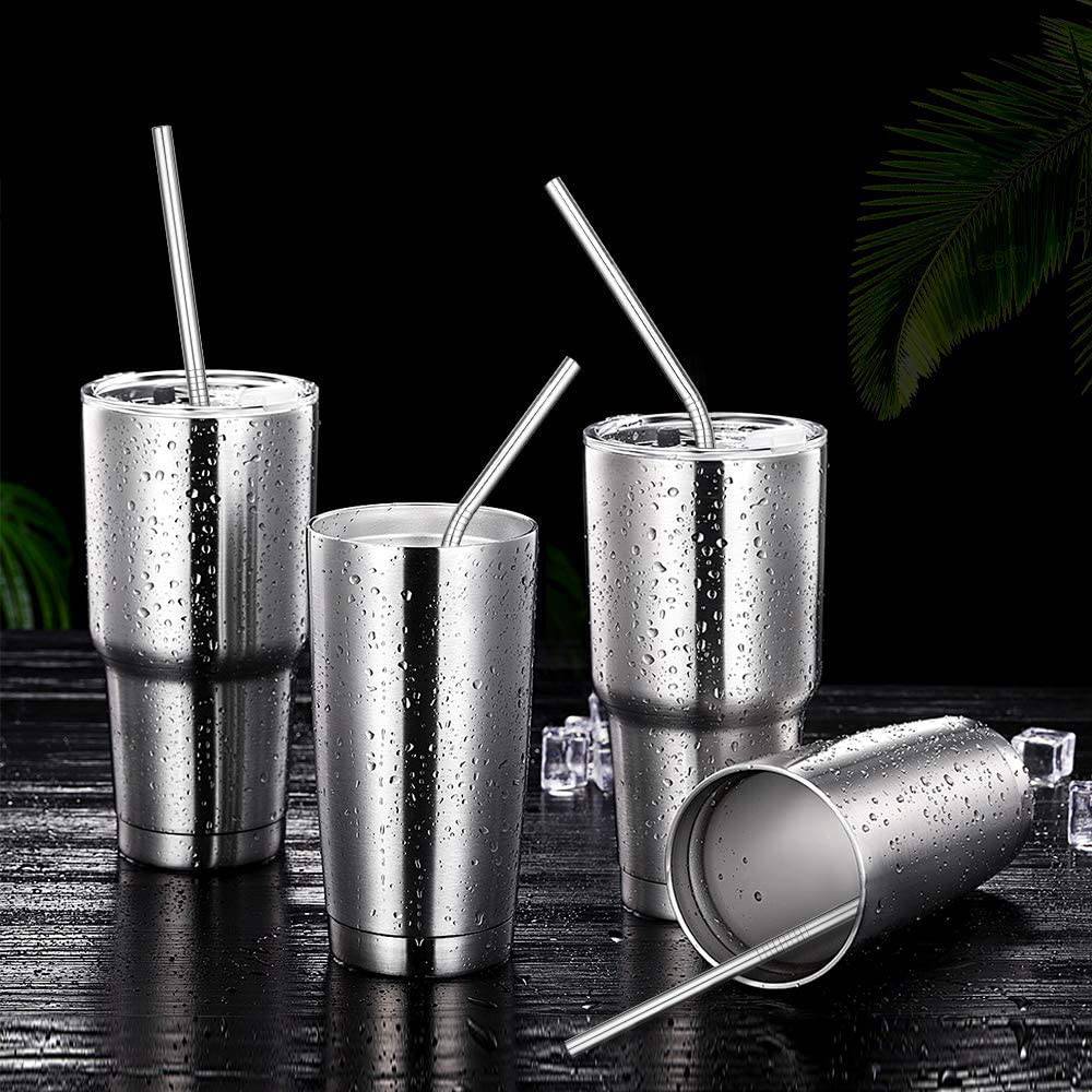 Reusable Metal Straws Set with Cleaner Brush 304 Stainless Steel Drinking Straw Milk Drinkware - Culinarywellbeing