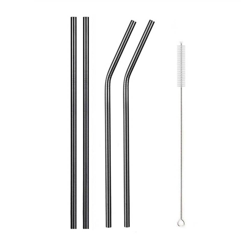 Reusable Metal Straws Set with Cleaner Brush 304 Stainless Steel Drinking Straw Milk Drinkware - Culinarywellbeing