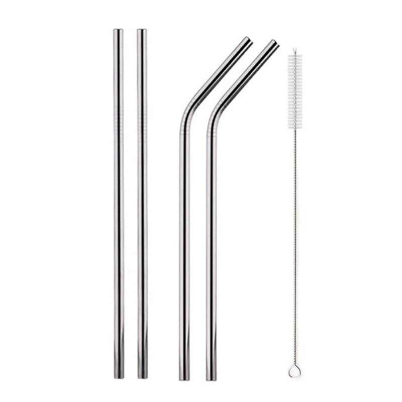 Reusable Metal Straws Set with Cleaner Brush 304 Stainless Steel Drinking Straw Milk Drinkware - Culinarywellbeing