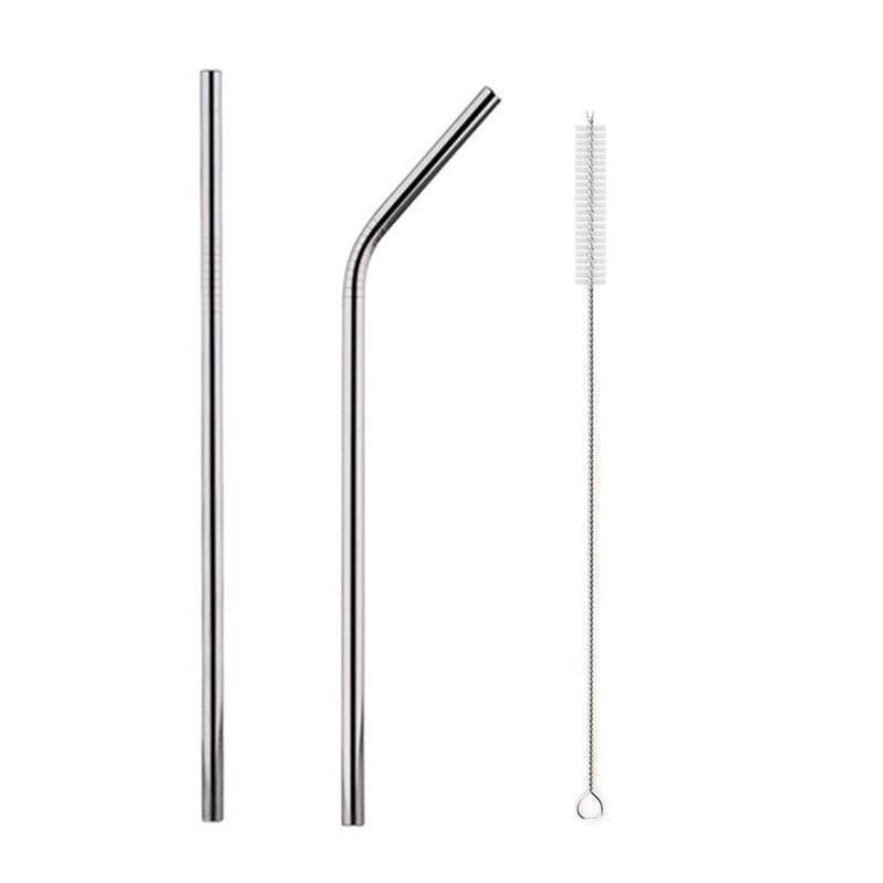 Reusable Metal Straws Set with Cleaner Brush 304 Stainless Steel Drinking Straw Milk Drinkware - Culinarywellbeing