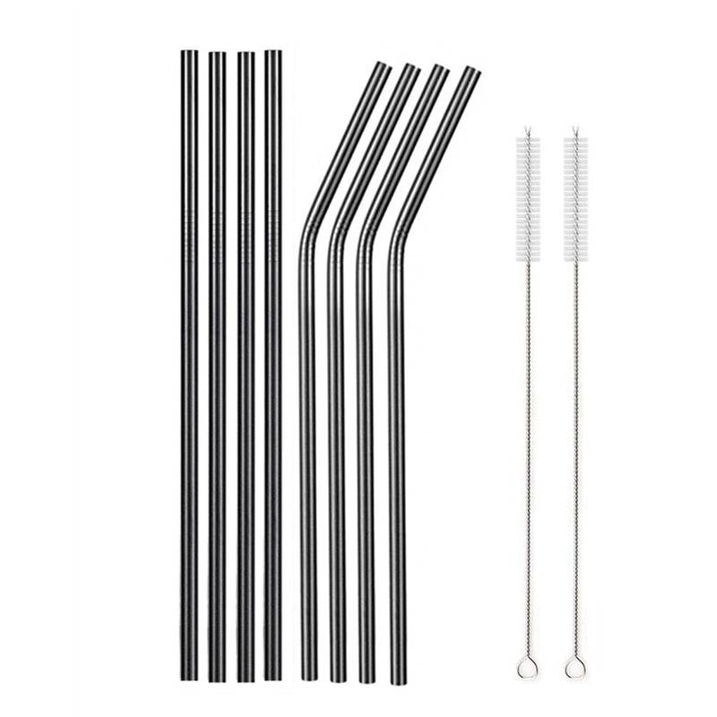 Reusable Metal Straws Set with Cleaner Brush 304 Stainless Steel Drinking Straw Milk Drinkware - Culinarywellbeing