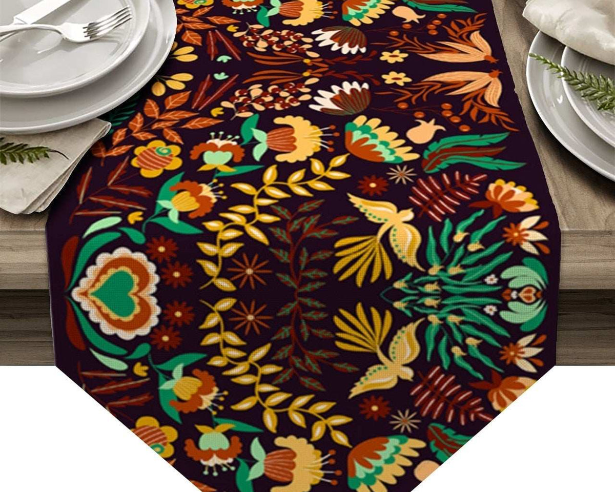 Colorful Mexico Abstract Flower Modern Table Runner Cotton Linen Tablecloth Wedding Party Dinner Coffee Table Decoration Cloth - TheWellBeing1