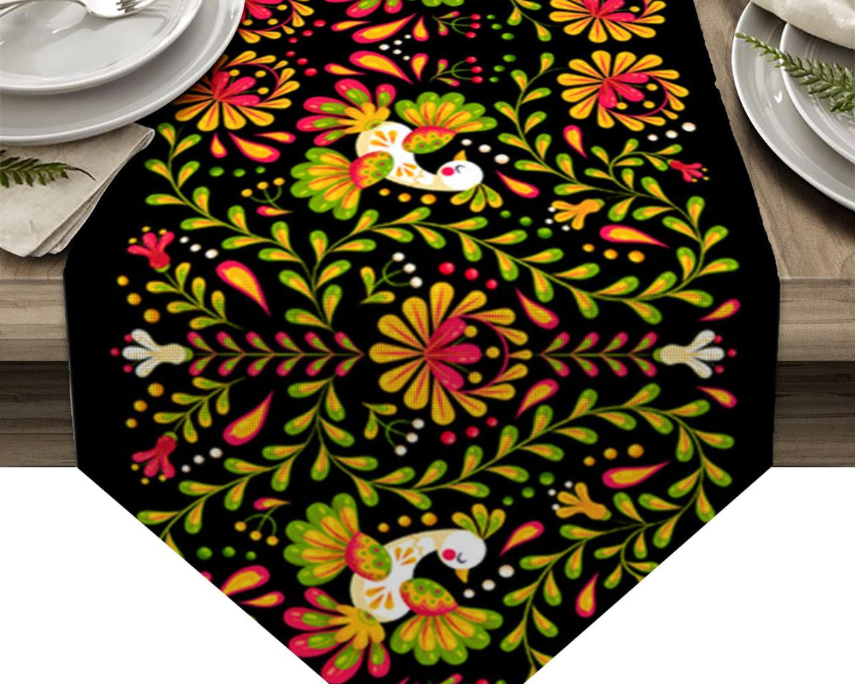 Colorful Mexico Abstract Flower Modern Table Runner Cotton Linen Tablecloth Wedding Party Dinner Coffee Table Decoration Cloth - TheWellBeing1
