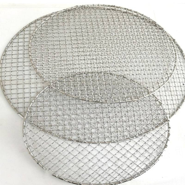 Stainless Steel round BBQ net Grill Mesh Roast  Bacon Grill Tool Iron Stainless Steel Grill Net is campfire- rated- and easy to clean-. 
 Barbecue Camping Pot Rack has clear mesh spacing for food heated evenly. 
 The high heat-resistanTheWellBeing1Stainless Steel round BBQ net Grill Mesh Roast Bacon Grill Tool IronCulinaryWellBeing