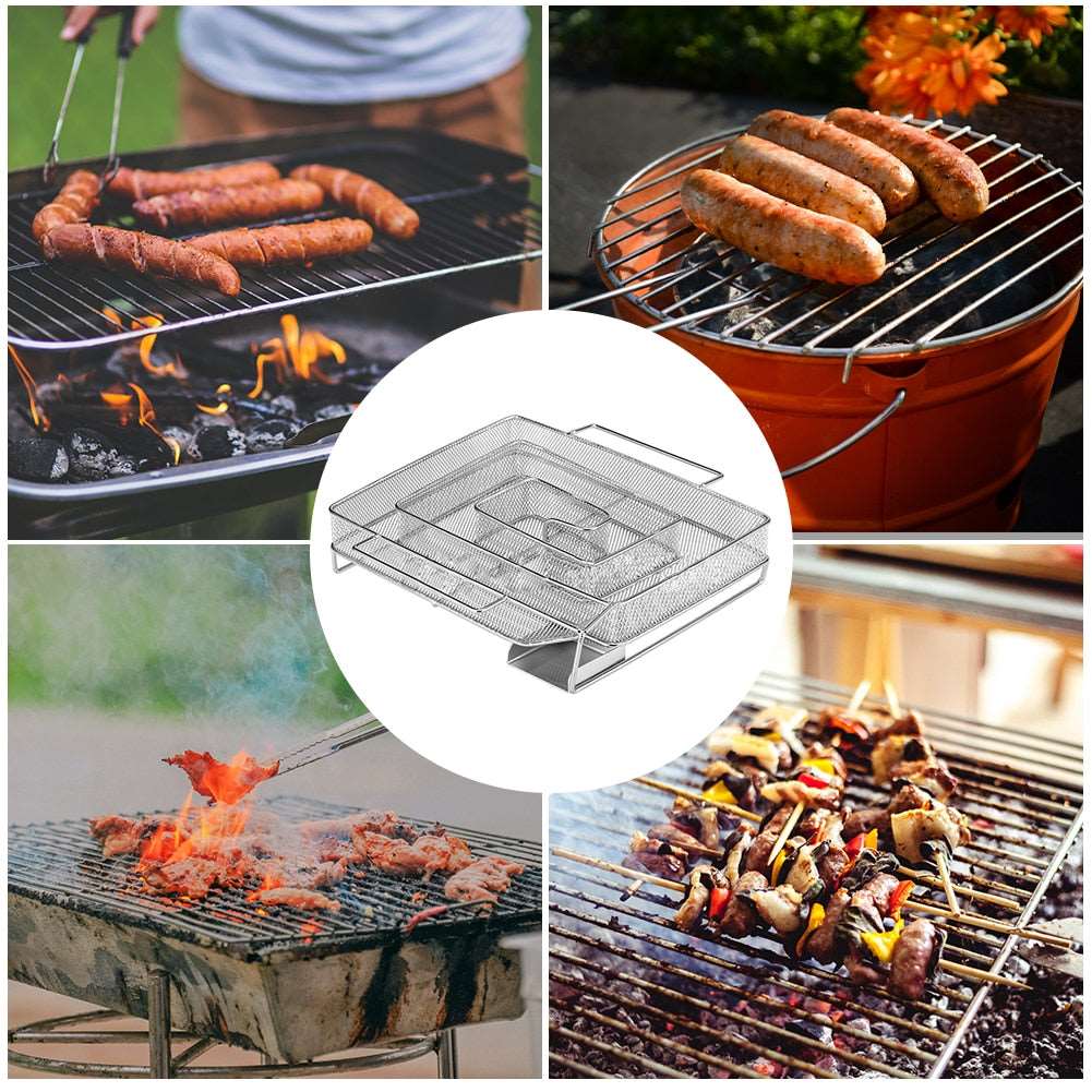 BBQ Smoke Box Cold Smoke Generator Stainless Steel Grill Net - Culinarywellbeing