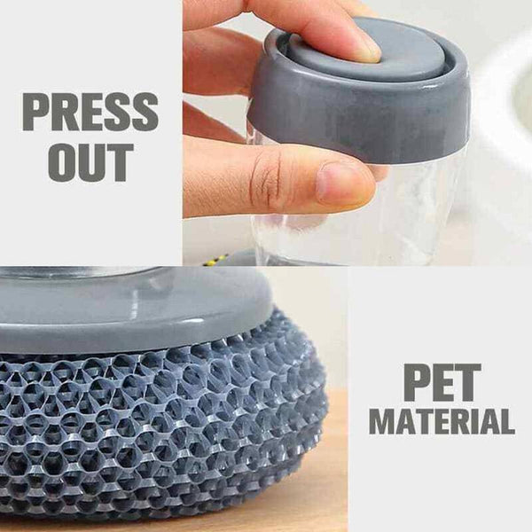 Portable Kitchen Soap Dispensing Dishwashing Tool Brush Easy Use Scrub1. Material Made of metalPET, human design, easy to clean. The PET material does not hurt your hands, the pot, and the cleaning does not hurt the surface. Used for wTheWellBeing1Portable Kitchen Soap Dispensing Dishwashing Tool Brush EasyCulinaryWellBeing