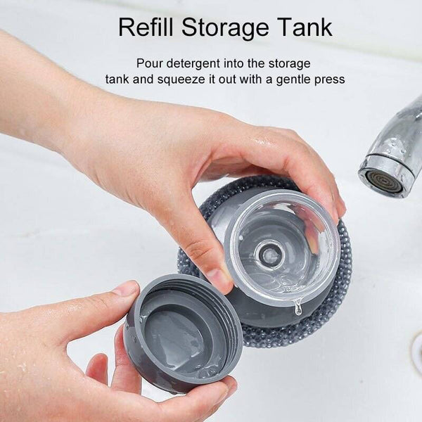 Portable Kitchen Soap Dispensing Dishwashing Tool Brush Easy Use Scrubber Wash Clean Tool Kitchen Cleaning Tool - Culinarywellbeing