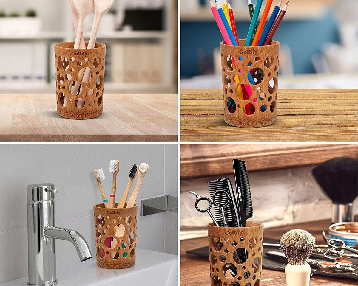 Bamboo Toothbrush & Toothpaste Cup holder With Drainage Quick Drying - Culinarywellbeing