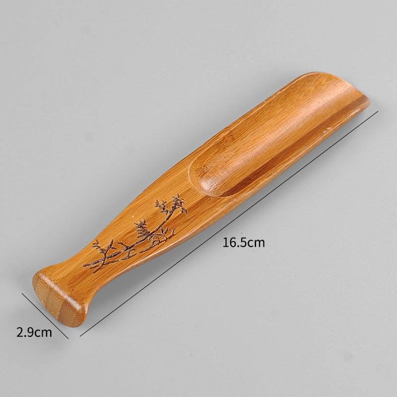 Tea Spoon Bamboo Fish Shape Tea Shovel with Natural Finish, 16.5cm Length, 2.9cm Width.