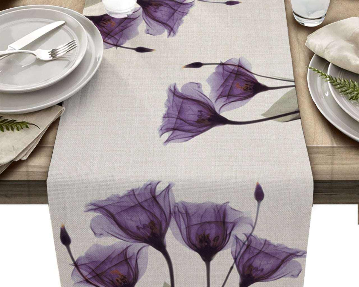 Blue Tulip Table Runner for Dining Table Kitchen Decor Anti-stain Dining Table Tablecloth Rectangular Dining Table Runner - TheWellBeing1