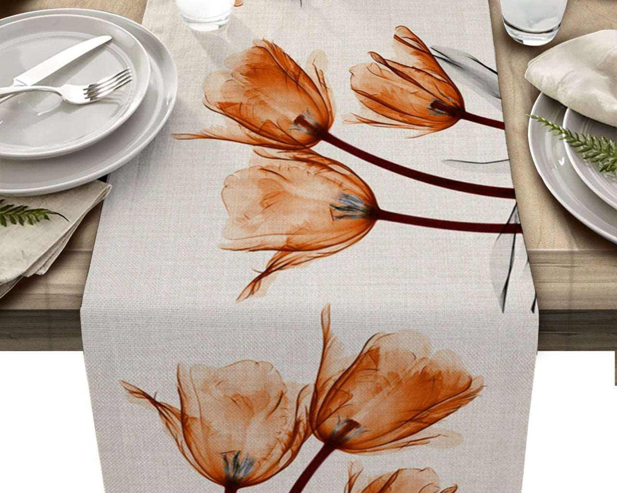 Blue Tulip Table Runner for Dining Table Kitchen Decor Anti-stain Dining Table Tablecloth Rectangular Dining Table Runner - TheWellBeing1