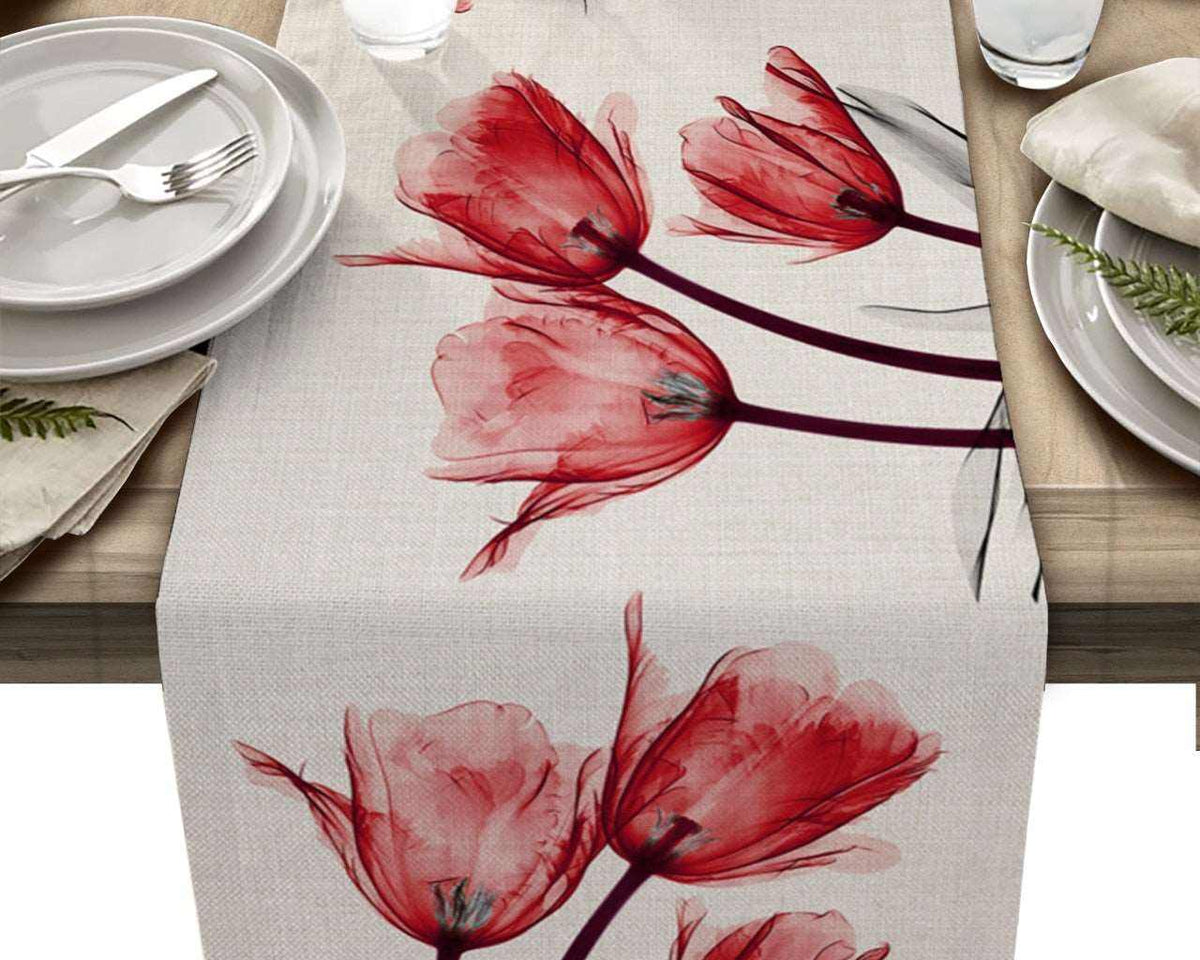 Blue Tulip Table Runner for Dining Table Kitchen Decor Anti-stain Dining Table Tablecloth Rectangular Dining Table Runner - TheWellBeing1