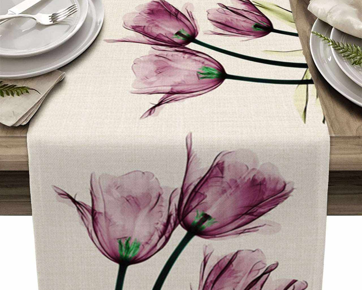 Blue Tulip Kitchen & Dining Table Runner Elegant Anti-Stain Decor - Culinarywellbeing