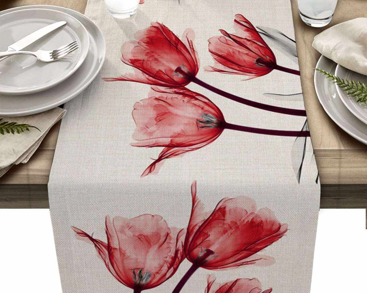 Blue Tulip Kitchen & Dining Table Runner Elegant Anti-Stain Decor - Culinarywellbeing