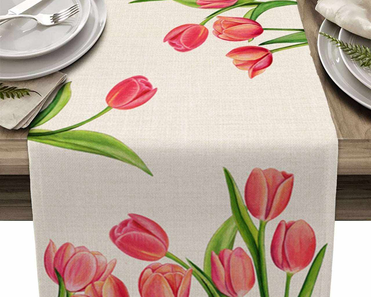 Blue Tulip Kitchen & Dining Table Runner Elegant Anti-Stain Decor - Culinarywellbeing