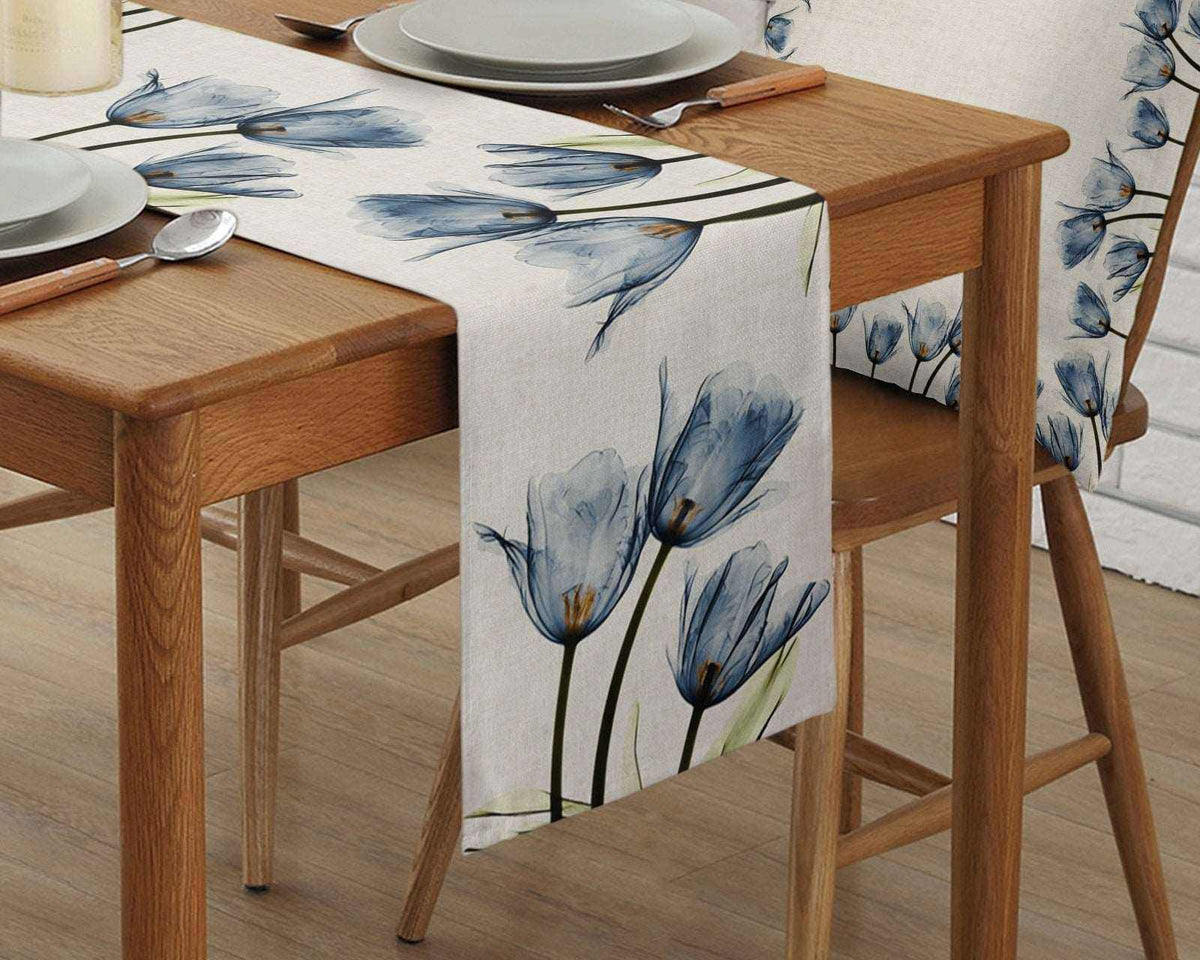 Blue Tulip Kitchen & Dining Table Runner Elegant Anti-Stain Decor - Culinarywellbeing
