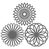 Silicone Trivet Mat Set with Geometric Flower Pattern - Durable and Heat Resistant