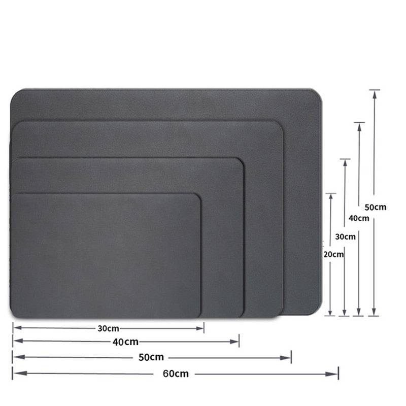 Large kitchen super absorbent draining drying mat in various sizes with measurement guides.