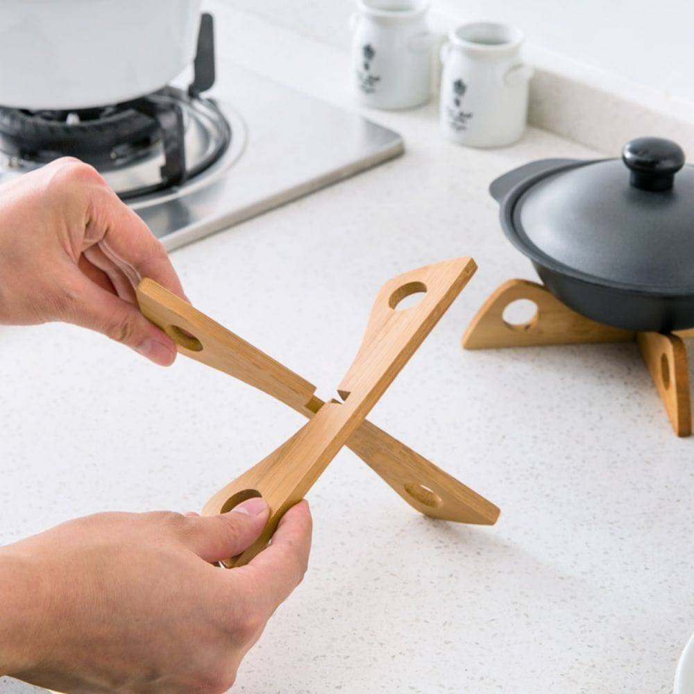 Bamboo Detachable Cross Tray Rack Mat-Pot Holder, Steaming Placemat, and Cooling Dish Holder - Culinarywellbeing