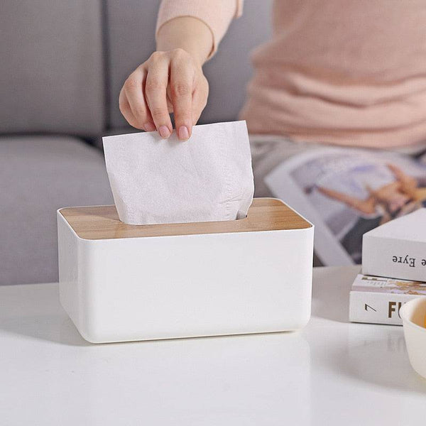 Wooden Tissue Box Napkin Holder Bamboo Lid Top Handkerchief Case Wipes Dispenser Toilet Paper Organizer Container Home Car Items - Culinarywellbeing