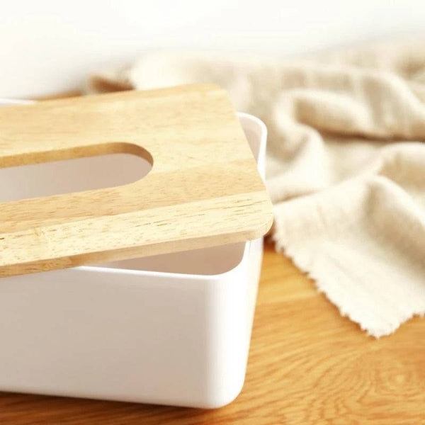 Wooden Tissue Box Napkin Holder Bamboo Lid Top Handkerchief Case Wipes Dispenser Toilet Paper Organizer Container Home Car Items - Culinarywellbeing