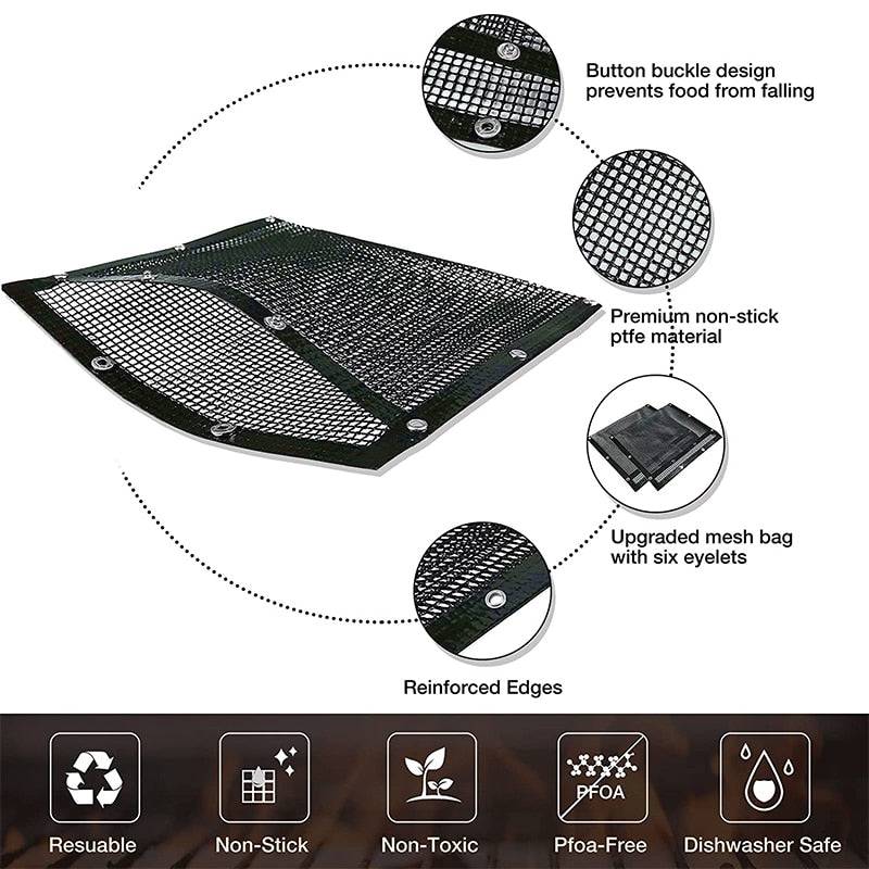 Mesh grill bags reusable non-stick PTFE BBQ barbecue.