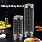 BBQ Rack Cooking Grill Outdoor Rolling Grilling Basket Stainless - Culinarywellbeing
