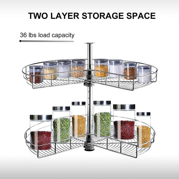 Diameter Stainless Steel Lazy Susan 2-Shelf Blind Corner Organizer - Cabinet Replacement Shelf - Culinarywellbeing