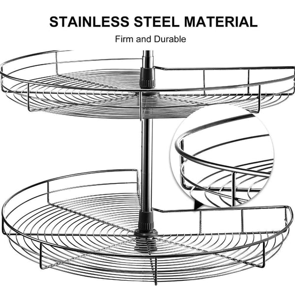 Diameter Stainless Steel Lazy Susan 2-Shelf Blind Corner Organizer - Cabinet Replacement Shelf - Culinarywellbeing