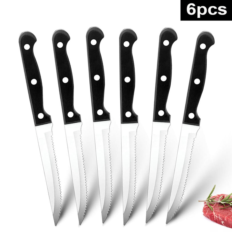 Steak Knife Set Stainless Steel Sharp Serrated Dinner Knives Outdoor BBQ Knife Cut Meat Bread Steak Knives Kitchen Tool - Culinarywellbeing