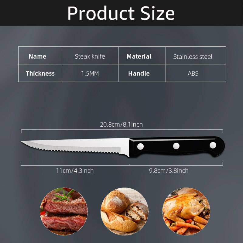 Steak Knife Set Stainless Steel Sharp Serrated Dinner Knives Outdoor BBQ Knife Cut Meat Bread Steak Knives Kitchen Tool - Culinarywellbeing