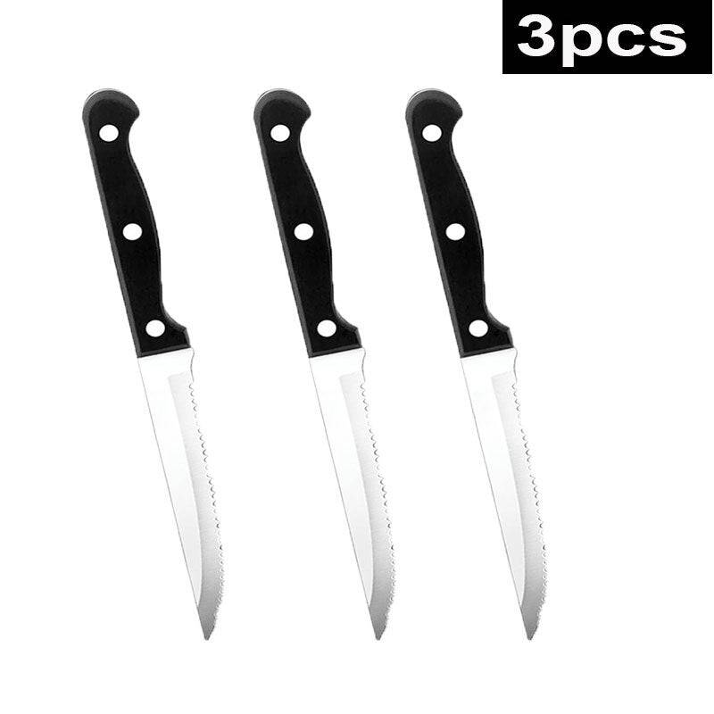Steak Knife Set Stainless Steel Sharp Serrated Dinner Knives Outdoor BBQ Knife Cut Meat Bread Steak Knives Kitchen Tool - Culinarywellbeing