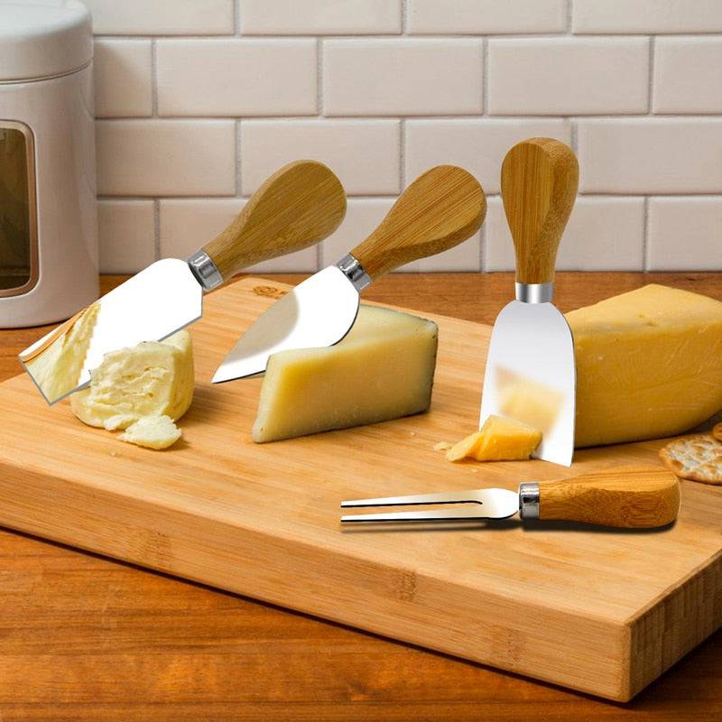 Wood Handle Sets Oak Bamboo Cheese Cutter Knife Slicer Kit Kitchen Che4 Cheese Knives Set-Mini Knife, Butter Knife, Spatula &amp; Fork 

 
 Made of professional gauge stainless steel and wooden handle, this Cheese Knives is the perfectTheWellBeing1Wood Handle Sets Oak Bamboo Cheese Cutter Knife Slicer Kit Kitchen Cheedse CutterCulinaryWellBeing