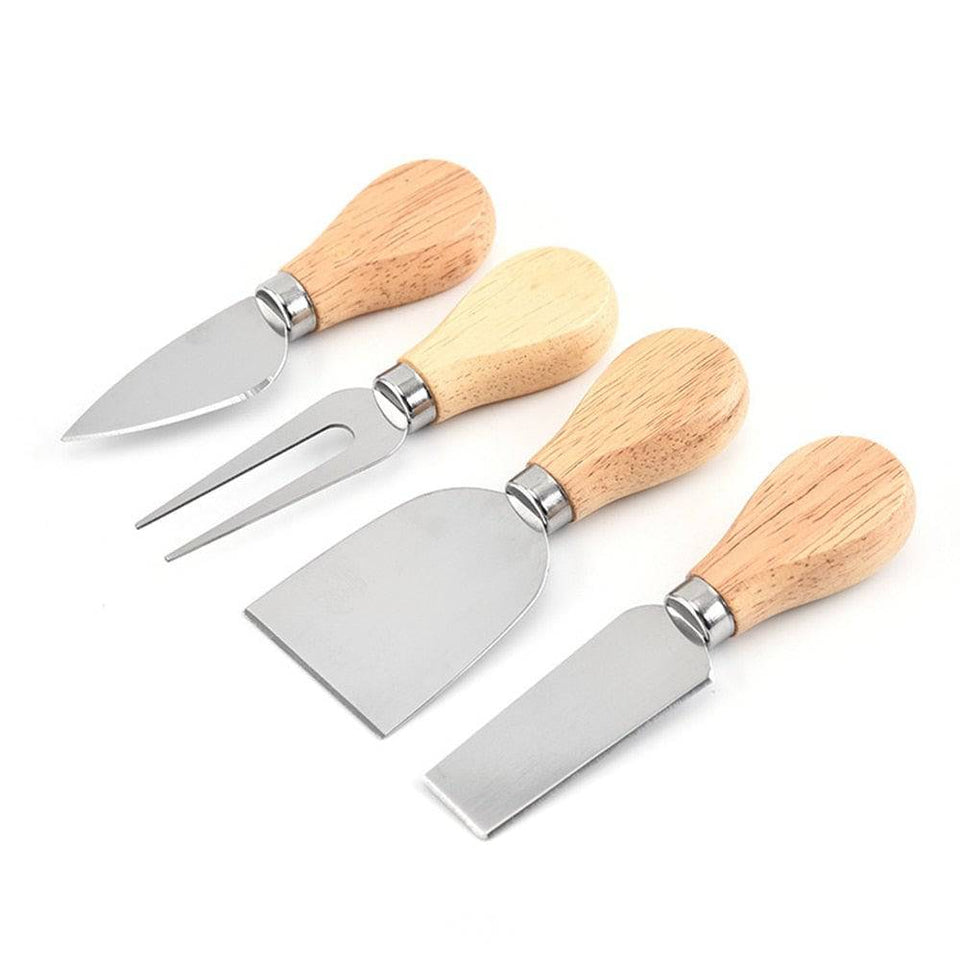 Wood Handle Sets Oak Bamboo Cheese Cutter Knife Slicer Kit Kitchen Che4 Cheese Knives Set-Mini Knife, Butter Knife, Spatula &amp; Fork 

 
 Made of professional gauge stainless steel and wooden handle, this Cheese Knives is the perfectTheWellBeing1Wood Handle Sets Oak Bamboo Cheese Cutter Knife Slicer Kit Kitchen Cheedse CutterCulinaryWellBeing