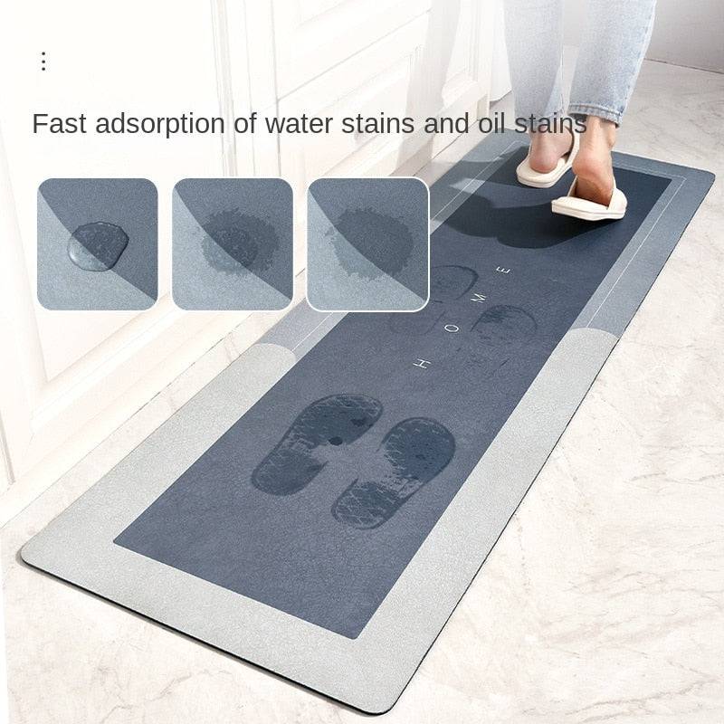 Super Absorbent Kitchen Floor Mat Diatom Mud Pad Bath Pad Anti-Slip CaKitchen floor mat, family entrance door, bedroom, living room, rectangular area, carpet, hall decoration, carpet, bathroom anti-slip mat
 Material: diatom mud
 Back:TheWellBeing1Super Absorbent Kitchen Floor Mat Diatom Mud Pad Bath Pad Anti-Slip Carpet Kitchen Mats Wipeable Wash Long Strip CarpetCulinaryWellBeing