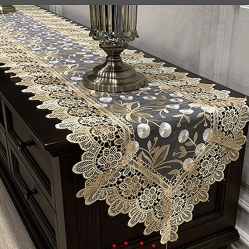 Dining Table Cover -Embroidered Tea Table Cloth Lace TV Cabinet Covers