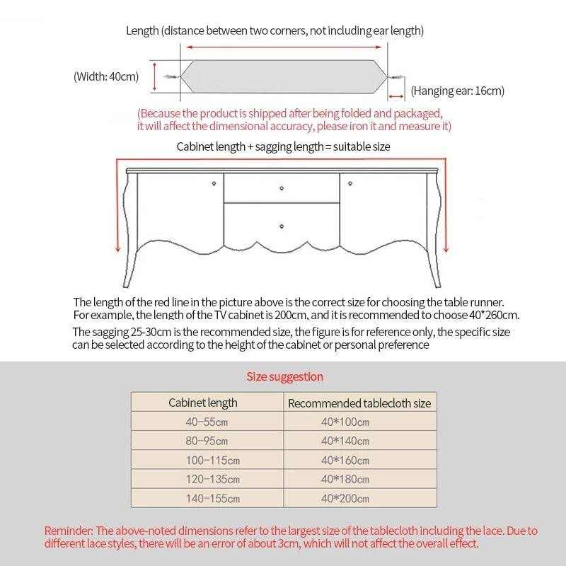 Dining Table Cover -Embroidered Tea Table Cloth Lace TV Cabinet Covers