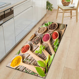 Seasoning Kitchen Mat Home Entrance Doormat Hallway Bedroom Living Roo1. Type: Polyester cloth single-sided printing, non-slip.2. Soft to the touch, fluffy and delicate, does not fade.3. Can be washed or machine washed, wear-resistant.TheWellBeing1Seasoning Kitchen Mat Home Entrance Doormat Hallway Bedroom Living Room Decoration Floor Carpet Balcony Anti-Slip Long RugCulinaryWellBeing