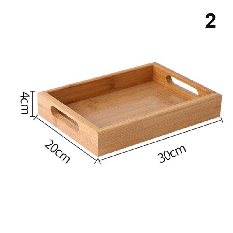 Bamboo Wooden Rectangular Tea Tray Solid Wood Tray - Culinarywellbeing