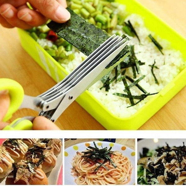 Muti-Layers Kitchen Scissors Stainless Steel Vegetable Cutter Scallion Herb Laver Spices cooking Tool Cut - Culinarywellbeing