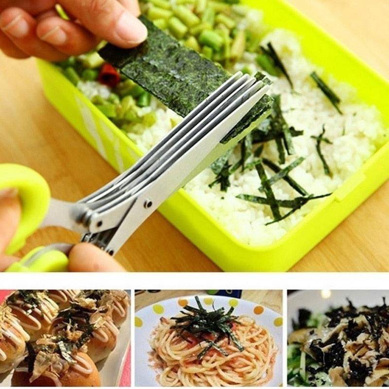 Muti-Layers Kitchen Scissors Stainless Steel Vegetable Cutter Scallion Herb Laver Spices cooking Tool Cut - Culinarywellbeing