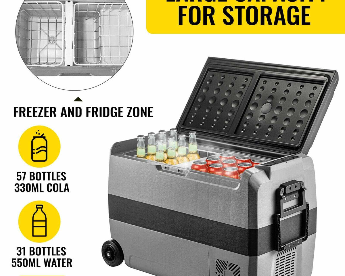 Portable Car Fridge Mini Refrigerator Freezer With Wheel and Handle 12/24V DC 100-240 AC for Camping Picnics - Culinarywellbeing