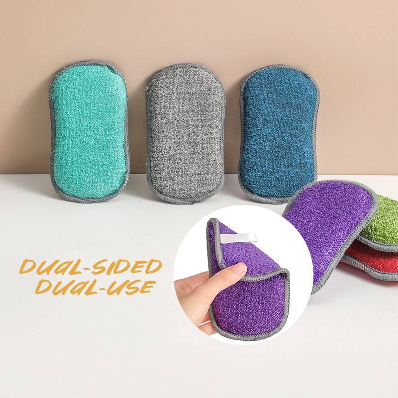 Reusable Magic Sponge Double Sided Eraser in various colors with dual-use feature.