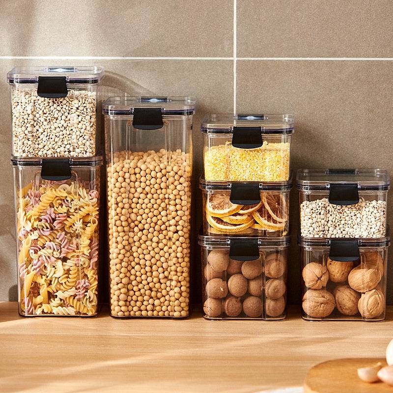 Sealed plastic food storage box cereal candy Dried jars with lid fridge storageTank containers household items kitchen organizer - Culinarywellbeing