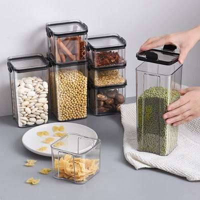 Sealed plastic food storage box cereal candy Dried jars with lid fridge storageTank containers household items kitchen organizer - Culinarywellbeing