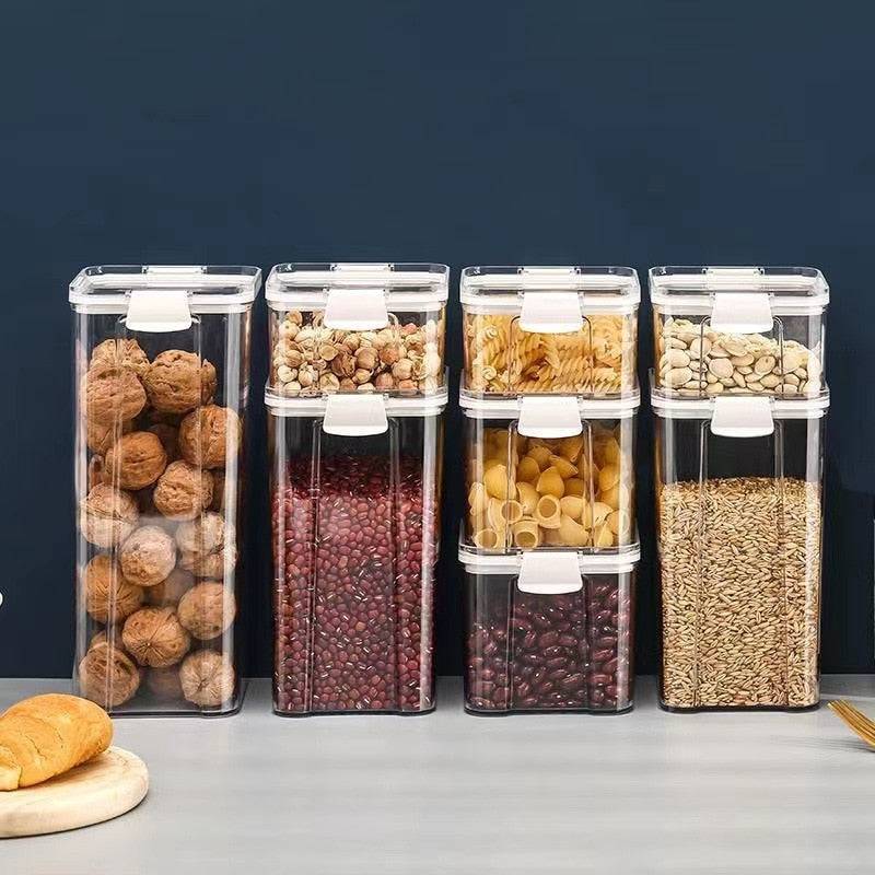 Sealed plastic food storage box cereal candy Dried jars with lid fridge storageTank containers household items kitchen organizer - Culinarywellbeing